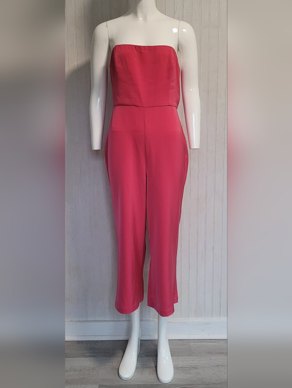 NBD Kea Lani Strapless Cropped Wide Leg Jumpsuit Warm Hot Pink M